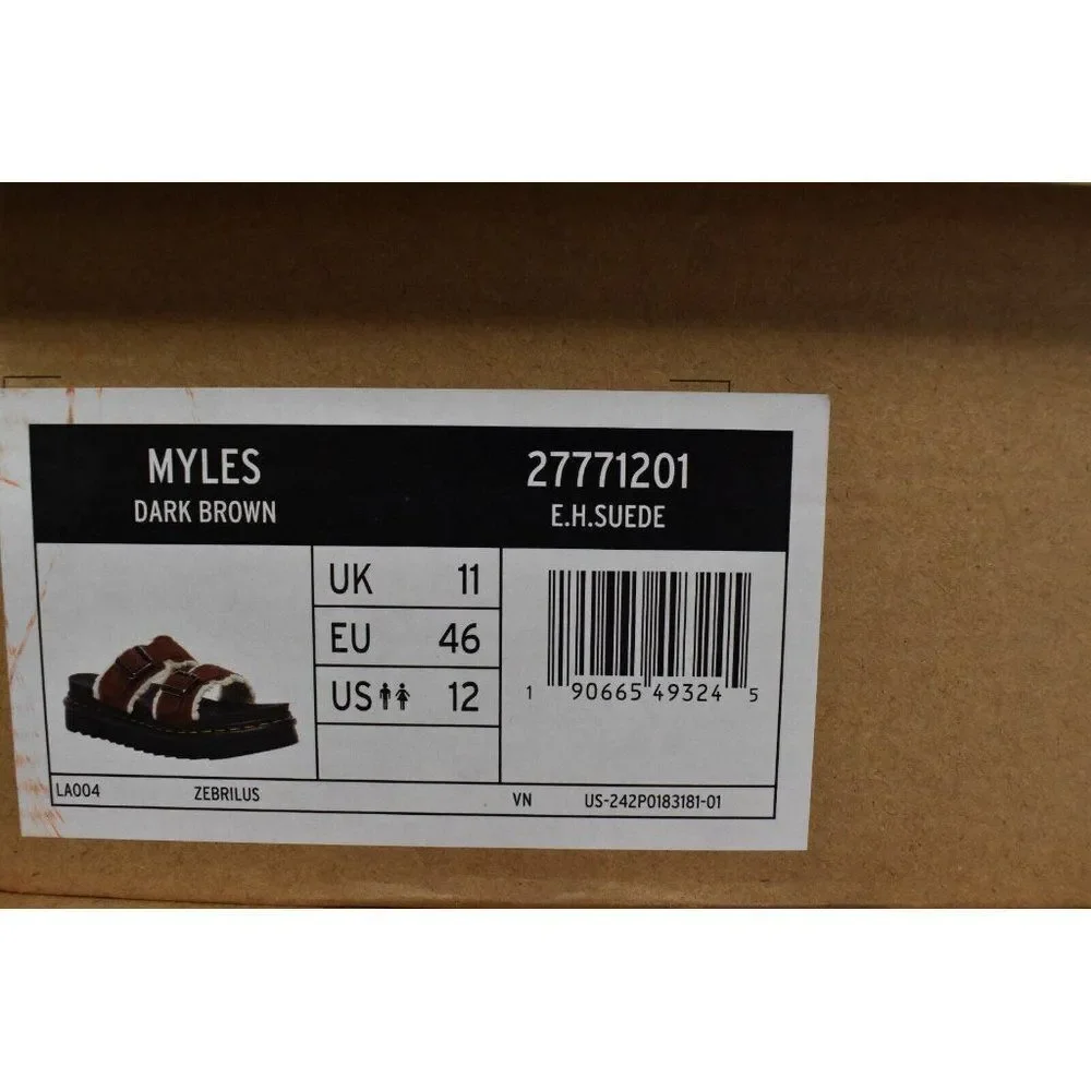 Dr Martens‎ Mens Size 12 Myles Brown Suede Buckle Slide Sandals Shoes